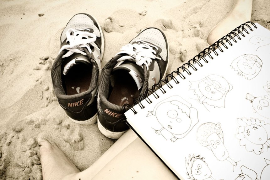 Nikes on a the beach