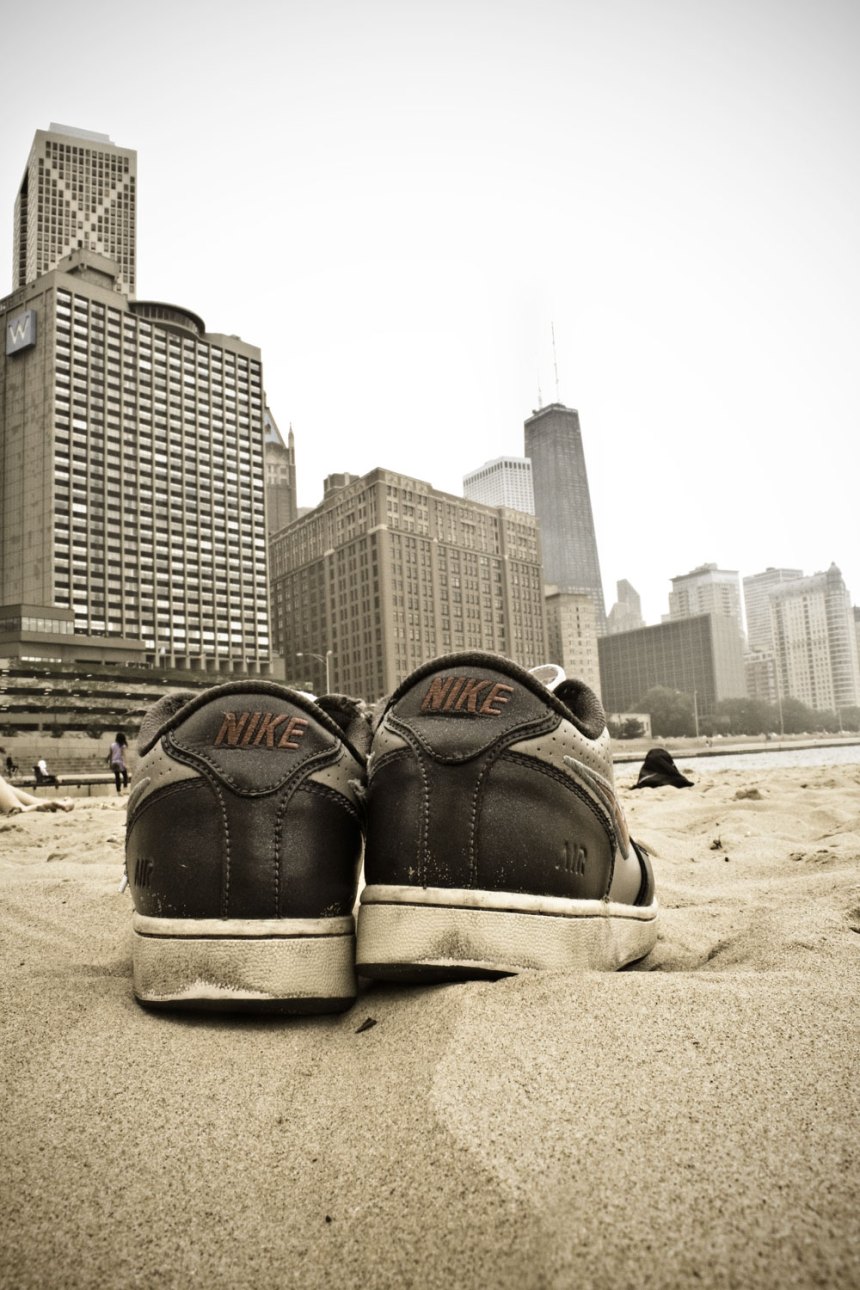 Nikes on a the beach