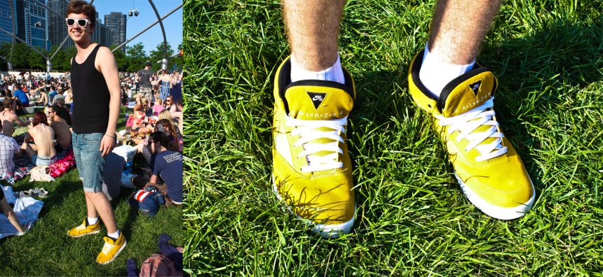 yellow nikes at a concert