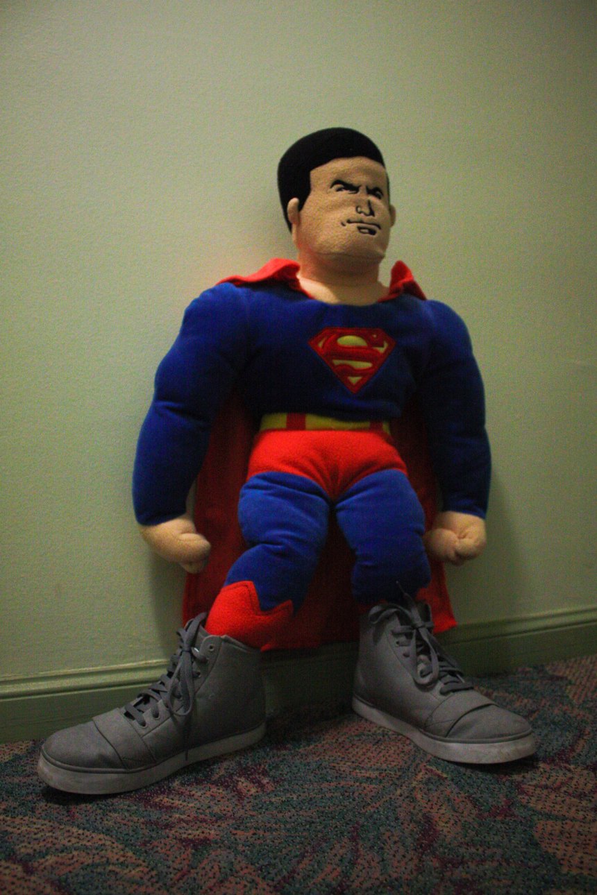 superman wearing NIkes toys and sneakers
