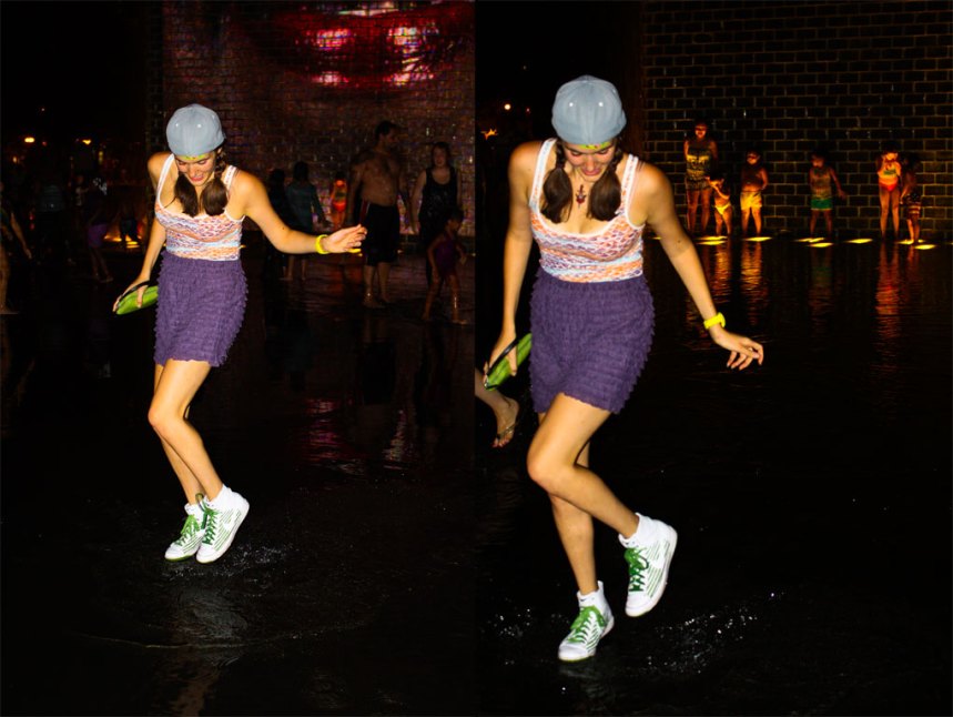 spitting fountains in Millennium Park