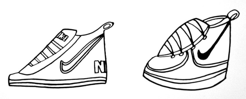 ink drawings of Nikes