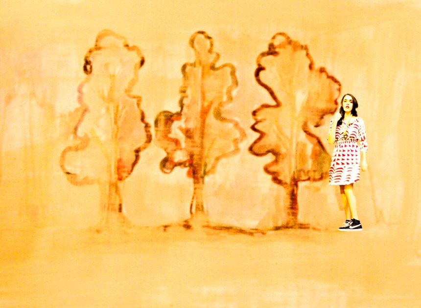 girl in forest in Nikes