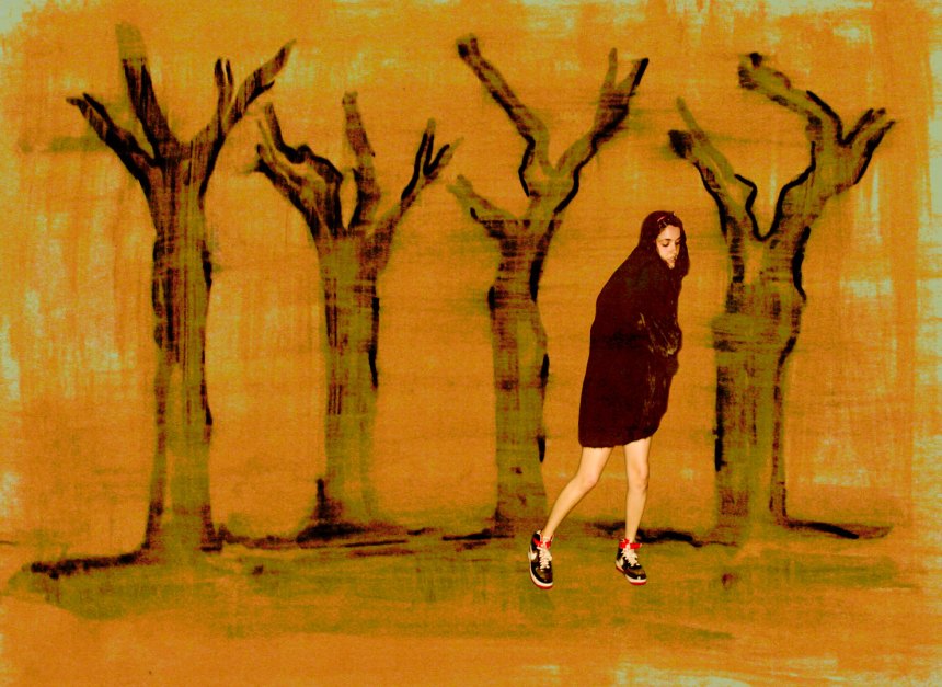 in the forest in Nikes