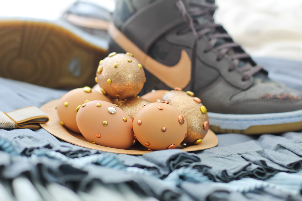 studded eggs and Nikes